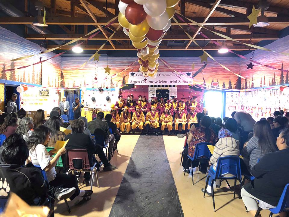 The 2018 graduating class of Amos Okemow Memorial School at Manto Sipi First Nation.